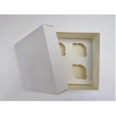 Коробка на 4 капкейки без вікна біла, 200*200*105