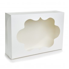 Коробка біла для 12 капкейків із віконцем. Розмір 354*241*90