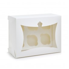Коробка на 6 капкейків, вікно – "кекс" біла. 240*180*110