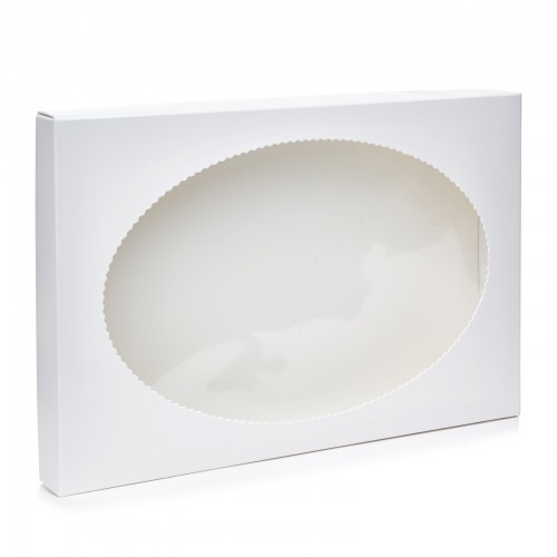 Коробка для пряника, цукерок біла Розмір 200*300*35 мм., з овальним віконцем.