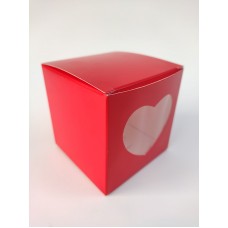 Коробка на 1 капкейк червона із вікном "Серце", 90*90*90