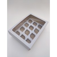 Коробка на 12 капкейков с окном из микрогофрокартона, 350*250*110