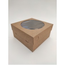Коробка на 4 капкейка с окном, крафт-картон, 200*200*105