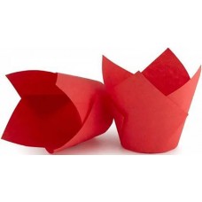 Бумажная форма для кексов Тюльпан красная, 20 шт.
