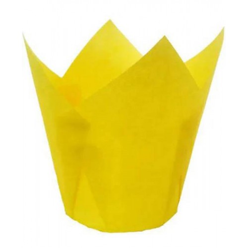 Бумажная форма для кексов Тюльпан желтая, 20 шт.