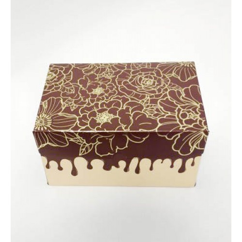 Коробка для 2 капкейків, мафінів, кексів "Шоколадні квіти", 160*110*85