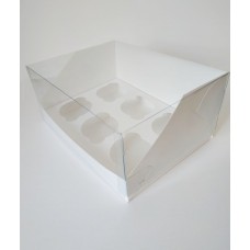 Коробка "Аквариум" на 6 капкейков белая, 240*180*110