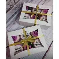 Коробка  белая для капкейков с окошком "кекс" на 6 шт. Размер 240*180*90