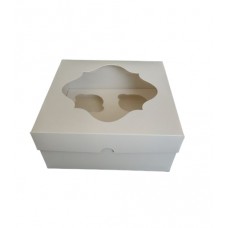 Коробка на 4 капкейка "Белая" с фигурным окном, 200*200*90