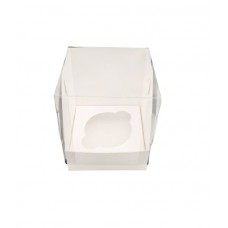 Коробка для 1 капкейка Аквариум белая, 90*90*110