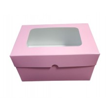 Коробка для 2 капкейков, маффинов, кексов "Розовая" с окном, 160*110*85