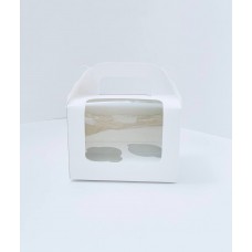 Коробка на 2 капкейки, біла, вікно з прозорою плівкою, 160*110*110