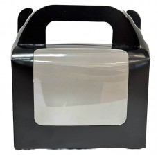 Коробка на 2 капкейка, черная, окно с прозрачной пленкой, 160*110*110