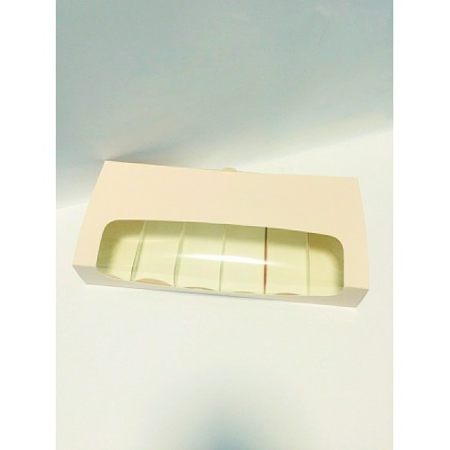 Коробка для эклеров и пирожных Эскимо с окном, пудра, 310*144*50