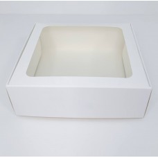 Коробка для макаронс, эклеров, зефира с квадратным окном белая, 150*150*50