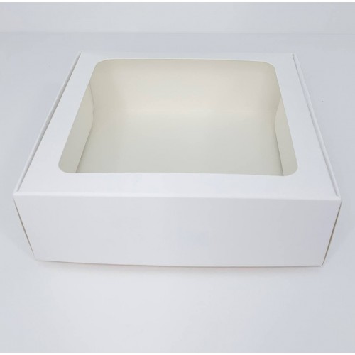 Коробка для макаронс, еклерів, зефіру з квадратним вікном біла, 150*150*50