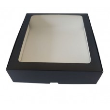 Коробка для макаронс, эклеров, пряников "Черная" с окном, 240*200*50