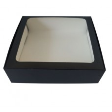 Коробка "Черная" для макаронс, печенья, бижутерии с окошком, 200*200*50