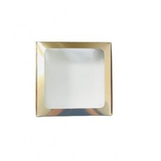 Коробка с прямым окном для макаронс, зефира, эклеров, золото, 150*150*50