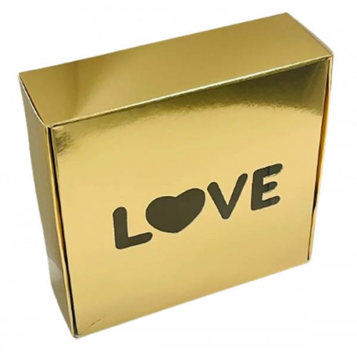 Коробка для макаронс, зефира "Love" золото, 150*150*50