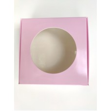 Коробка для макаронс лакированная "Розовая" с окном, 100*100*36