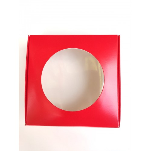 Коробка для макаронс лакированная "Красная" с окном, 100*100*36