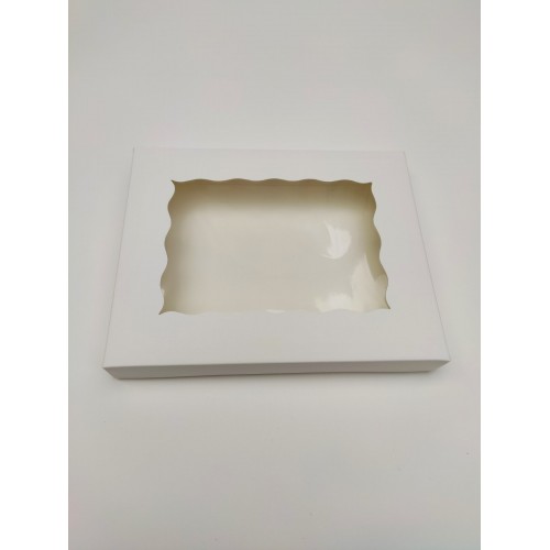 Коробка для пряників, печива з вікном-хвиля біла, 200*250*30