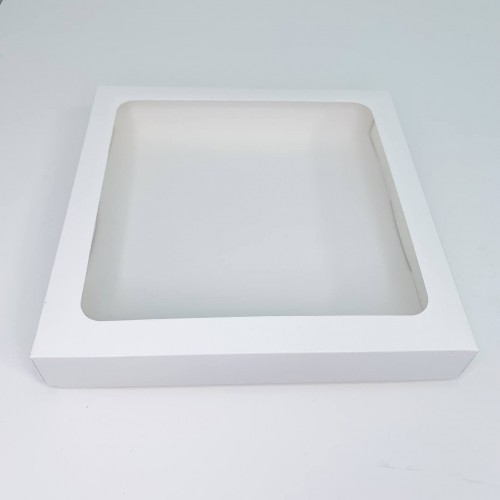 Коробка для пряников белая с квадратным окном белая 200*200*35