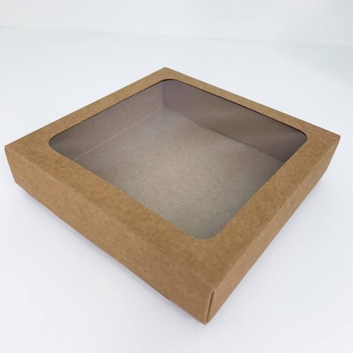 Коробка для пряников из крафта с квадратным окном, 150*150*35