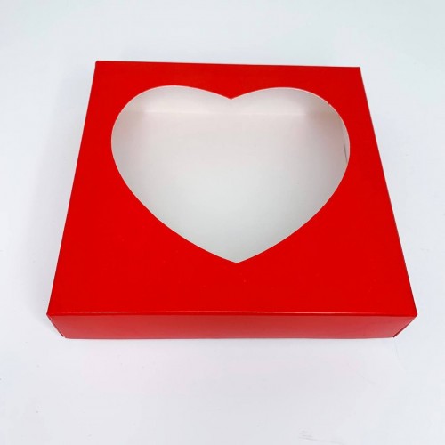 Коробка для пряников с окном «Сердце», красная, 150*150*35