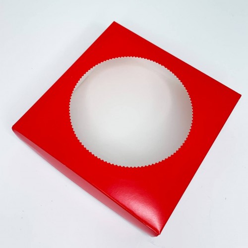 Коробка для пряников с окном «Круг», красная, 150*150*35