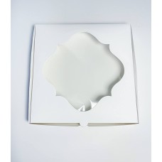 Коробка для печива біла з фігурним віконцем, 150*150*30