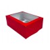 Коробка на 6 капкейков "Красная" с прямым окном. 240*180*90