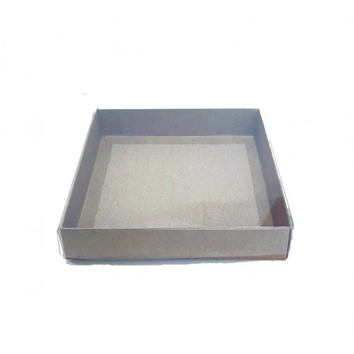 Коробка для пряников из крафтового картона с прозрачной крышкой, 200*200*35