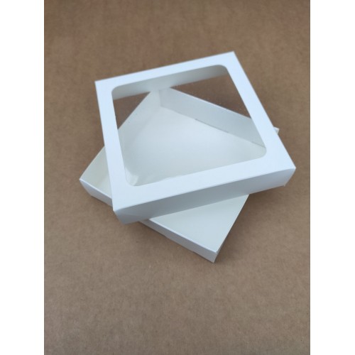 Коробка для пряников (квадратное окно) белая, 150*150*30