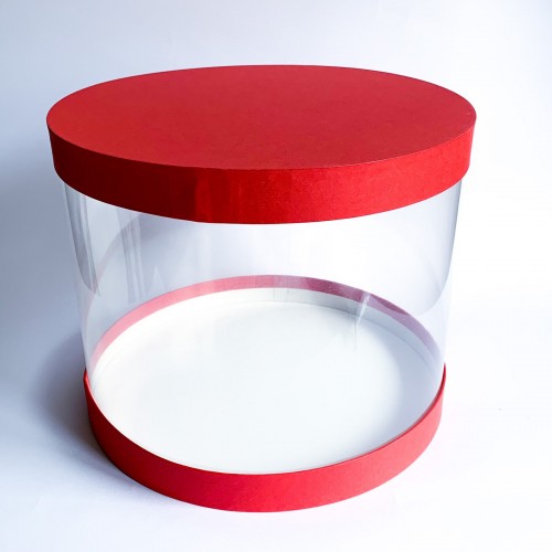 Коробка "Тубус" червона для тортів мусових, 305*250