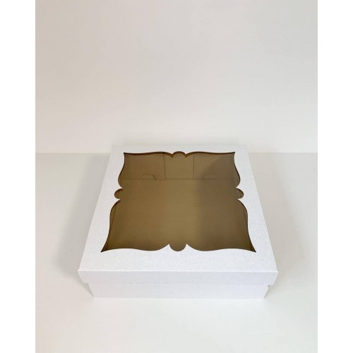 Коробка для торта, пирога с фигурным окном  300*300*110 