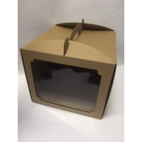 Коробка для торта "Бура-бурая" с окном, 300*300*250