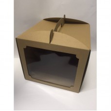 Коробка для торта "Бура-бурая" с окном, 300*300*250