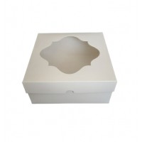 Коробка для торта "Белая" с фигурным окном, 200*200*90