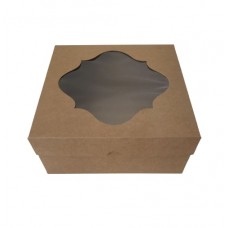 Коробка для торта "Крафт" с фигурным окном, 200*200*90