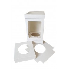 Коробка для торта, пасхи з вікном і прозорою кришкою з трьох частин, 150*150*250