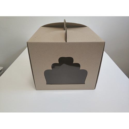 Коробка для торта "Бура-бурая" с фигурным окном, 300*300*250 мм