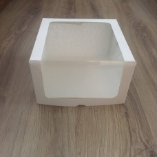 Коробка для торта біла з панорамним вікном 250*250*150