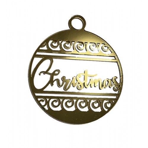 Золотое акриловое украшение на елку "Christmas", 110*130