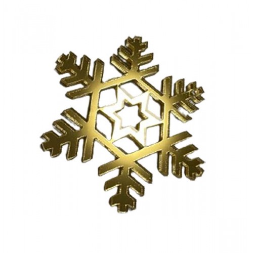 Золотое акриловое украшение на елку "Снежинка" №4, 50*60