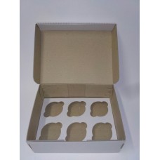 Коробка для 6 капкейков из микрогофры, размер 240*180*90