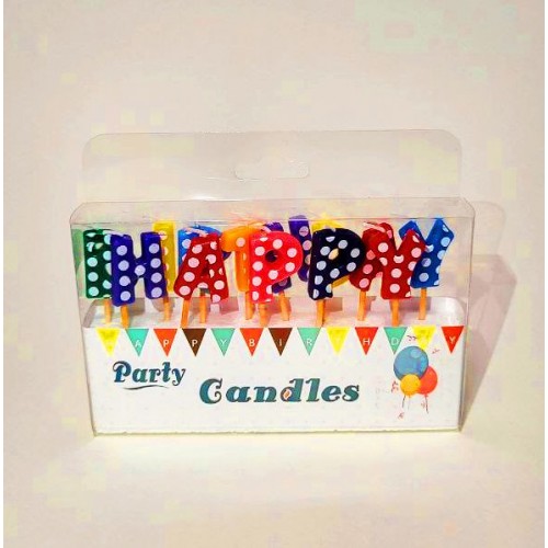 Свічки для торту "Happy Birthday" різнокольорові