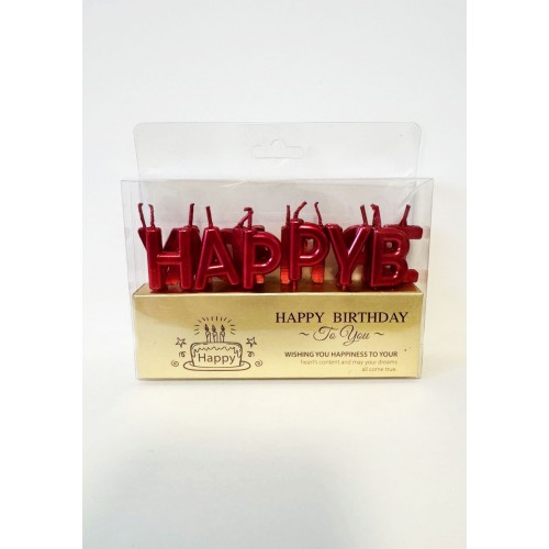 Свечки для торта "Happy Birthday" красные