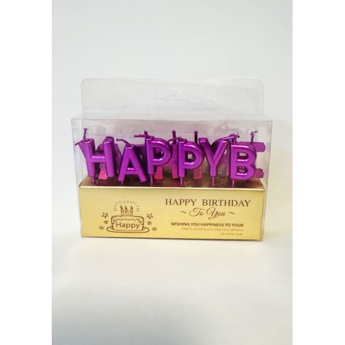 Свечки для торта "Happy Birthday" фуксия